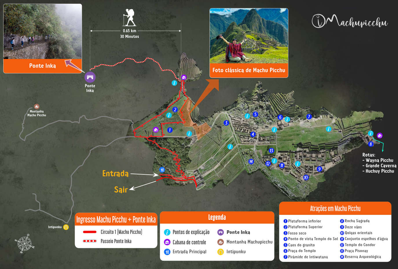 Mapa de ingressos para Machu Picchu + Ponte Inka